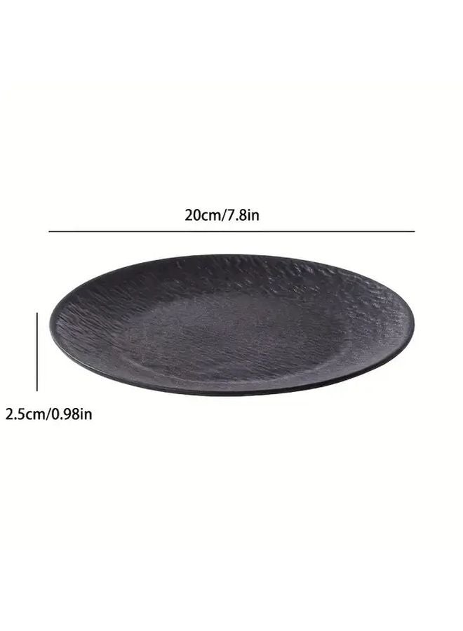 6pcs Black Frosted Plastic Dinner Plates 20cm Stone Texture Reusable Set - Image 3
